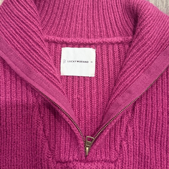 Lucky Brand Women's Half Zip Pullover Sweater - Raspberry Color - Picture 3 of 5